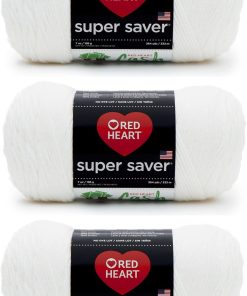 Red Heart Super Saver White Yarn - 3 Pack of 198g/7oz - Acrylic - 4 Medium (Worsted) - 364 Yards - Knitting/Crochet