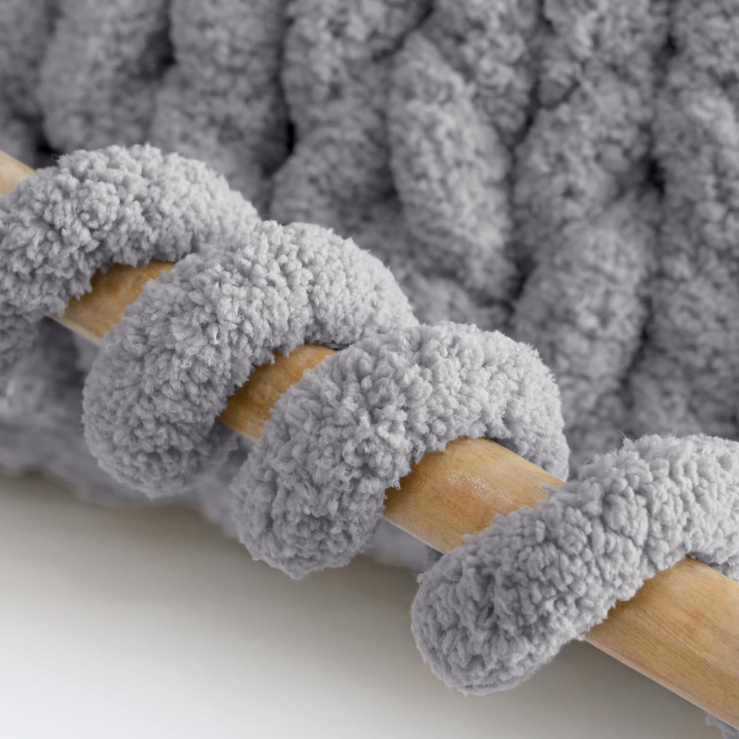 Jumbo Chunky Yarn for Hand Knitting - Super Thick Chenille Chunky Yarn for Crocheting - Extra Soft Bulky Fluffy Blanket Big Yarn 8 Jumbo Pack (26yds.8 oz Each Skein) Light Grey - Image 5