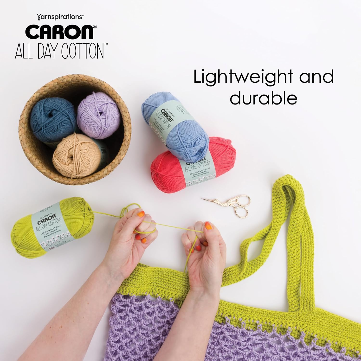 Caron All Day Cotton - 3 Pack of 173 Yards/3.52 oz Moss 100% Mercerized Cotton Yarn - Image 3