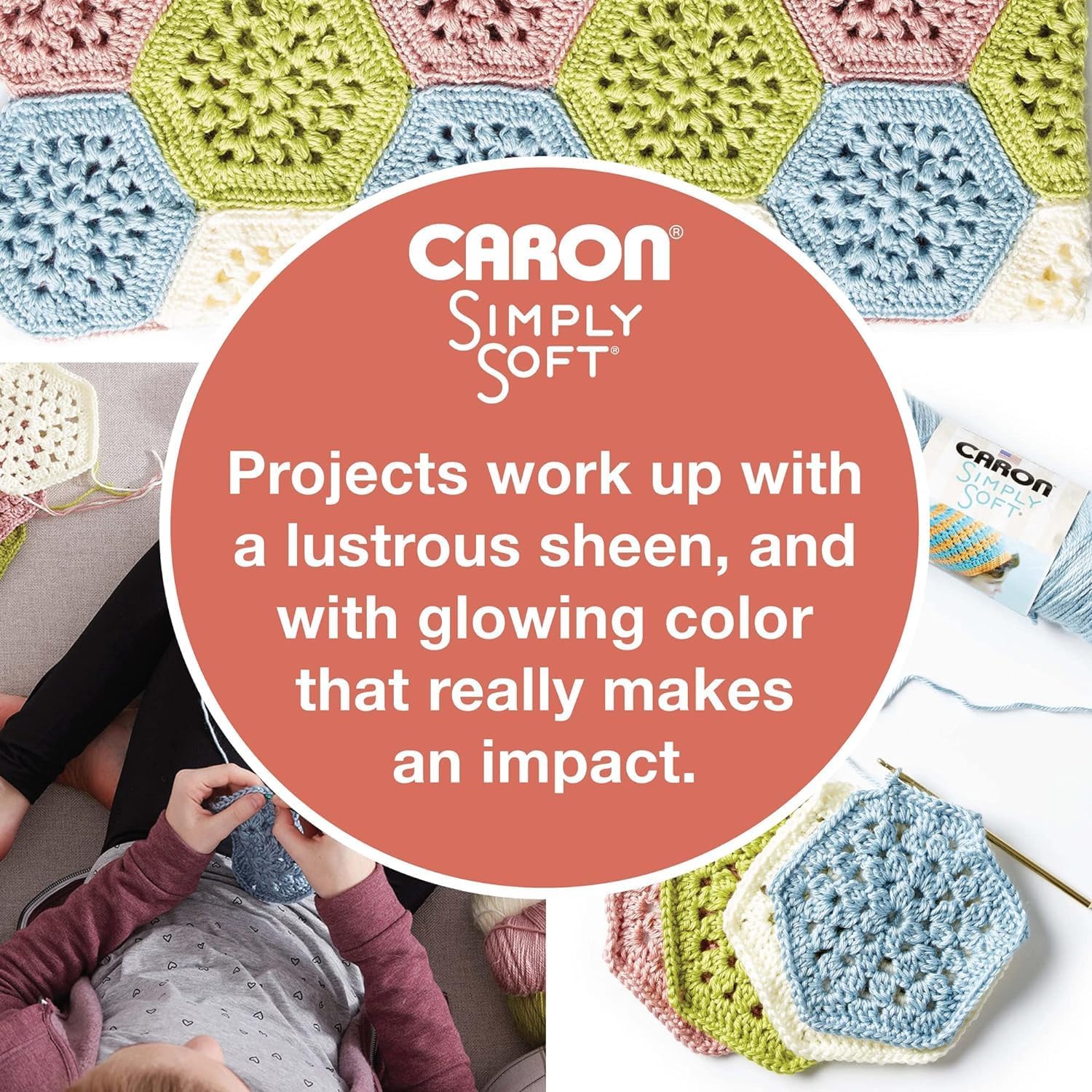 Caron Simply Soft Speckle White Sage Yarn - 3 Pack of 5oz/141g - Acrylic - #4 Worsted (Medium) - 235 Yards - Knitting & Crochet - Image 6